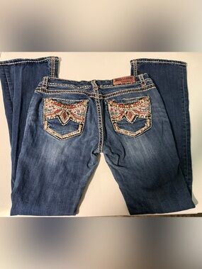 Grace Blue Boot Cut Jeans with Embroidered Back Pocket